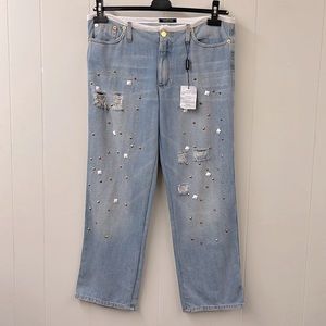 Roccobarocco embellished wide leg jeans